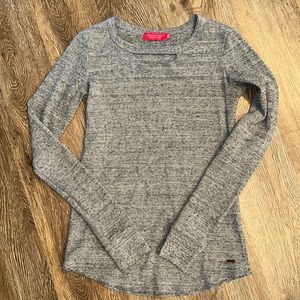Long sleeve waffle knit cut out tee shirt
